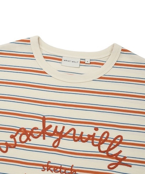 Wacky WiLLy（ワッキーウィリー）の「WOMEN'S STRIPED PRINT SHORT SLEEVE T-SHIRT（Tシャツ/カットソー・レディース・グレー/クリーム・FREE）」の11枚目の写真