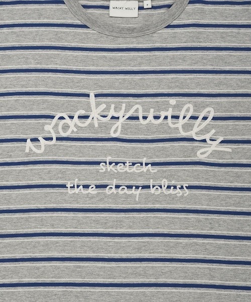 Wacky WiLLy（ワッキーウィリー）の「WOMEN'S STRIPED PRINT SHORT SLEEVE T-SHIRT（Tシャツ/カットソー・レディース・グレー/クリーム・FREE）」の6枚目の写真