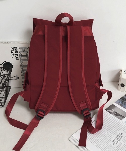WYZ wear(ダブリューワイジィーウェア)の「大容量フラップナイロンリュックサック/通勤通学/バックパック/ユニセックス(バックパック/リュック・メンズ・ブラック/アイボリー・FREE)」の7枚目の写真