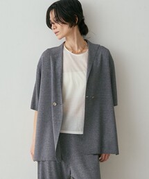qualite | 【接触冷感・セットアップ対応】レーヨンストレッチニットジャケット 夏服 オフィスカジュアル きれいめ 羽織り(テーラードジャケット)