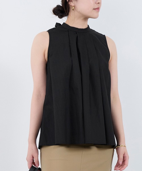 normment(ノーメント)の「【normment】ストライプステッチバックリボンブラウス-STRIPE STITCH BACK RIBBON BL(シャツ/ブラウス・レディース・ベージュ/ブラック・FREE)」の7枚目の写真