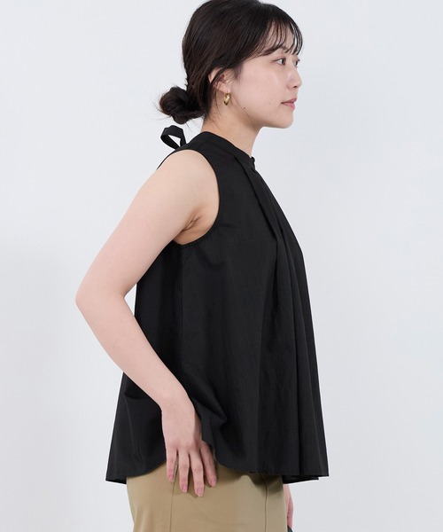 normment(ノーメント)の「【normment】ストライプステッチバックリボンブラウス-STRIPE STITCH BACK RIBBON BL(シャツ/ブラウス・レディース・ベージュ/ブラック・FREE)」の15枚目の写真