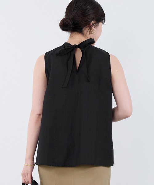 normment(ノーメント)の「【normment】ストライプステッチバックリボンブラウス-STRIPE STITCH BACK RIBBON BL(シャツ/ブラウス・レディース・ベージュ/ブラック・FREE)」の16枚目の写真