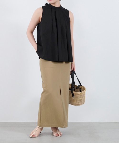 normment(ノーメント)の「【normment】ストライプステッチバックリボンブラウス-STRIPE STITCH BACK RIBBON BL(シャツ/ブラウス・レディース・ベージュ/ブラック・FREE)」の20枚目の写真