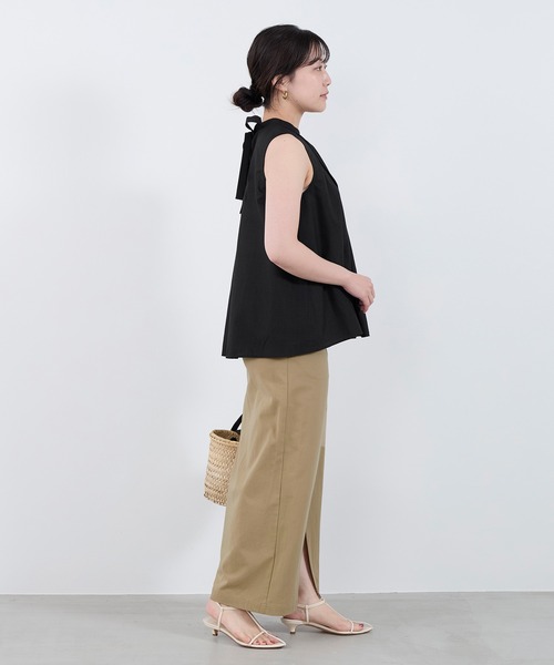 normment(ノーメント)の「【normment】ストライプステッチバックリボンブラウス-STRIPE STITCH BACK RIBBON BL(シャツ/ブラウス・レディース・ベージュ/ブラック・FREE)」の21枚目の写真