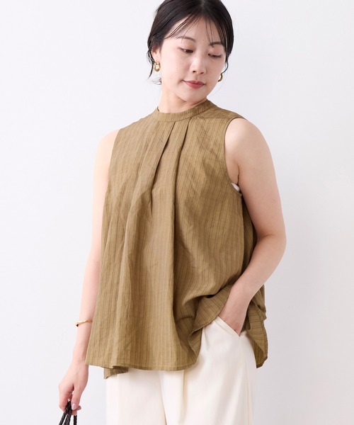 normment(ノーメント)の「【normment】ストライプステッチバックリボンブラウス-STRIPE STITCH BACK RIBBON BL(シャツ/ブラウス・レディース・ベージュ/ブラック・FREE)」の14枚目の写真
