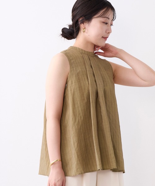 normment(ノーメント)の「【normment】ストライプステッチバックリボンブラウス-STRIPE STITCH BACK RIBBON BL(シャツ/ブラウス・レディース・ベージュ/ブラック・FREE)」の8枚目の写真