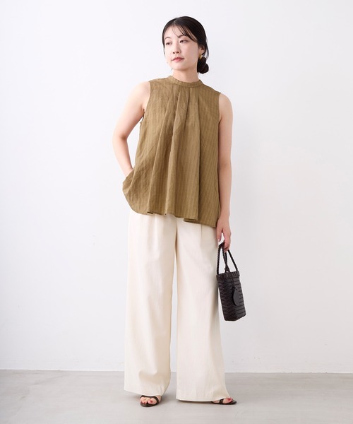 normment(ノーメント)の「【normment】ストライプステッチバックリボンブラウス-STRIPE STITCH BACK RIBBON BL(シャツ/ブラウス・レディース・ベージュ/ブラック・FREE)」の12枚目の写真