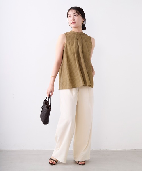 normment(ノーメント)の「【normment】ストライプステッチバックリボンブラウス-STRIPE STITCH BACK RIBBON BL(シャツ/ブラウス・レディース・ベージュ/ブラック・FREE)」の13枚目の写真