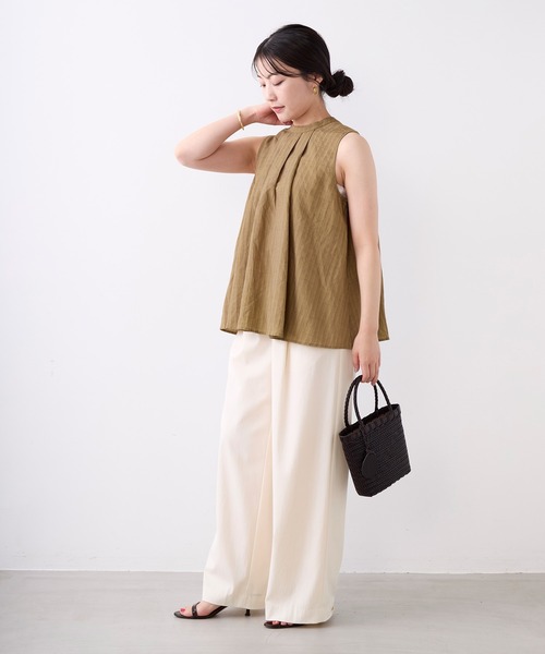 normment(ノーメント)の「【normment】ストライプステッチバックリボンブラウス-STRIPE STITCH BACK RIBBON BL(シャツ/ブラウス・レディース・ベージュ/ブラック・FREE)」の3枚目の写真