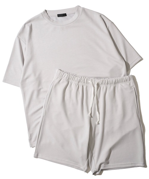 ADPOSION(アドポーション)の「【上下2点セット】冷感ポンチ 半袖Tシャツ&ハーフパンツ ルームウェア(ルームウェア/パジャマ・メンズ・ブラック×グレー/グリーン/ホワイト×ブラック/ブラック/グレー/チャコールグレー・MEDIUM/LARGE/X-LARGE)」の5枚目の写真