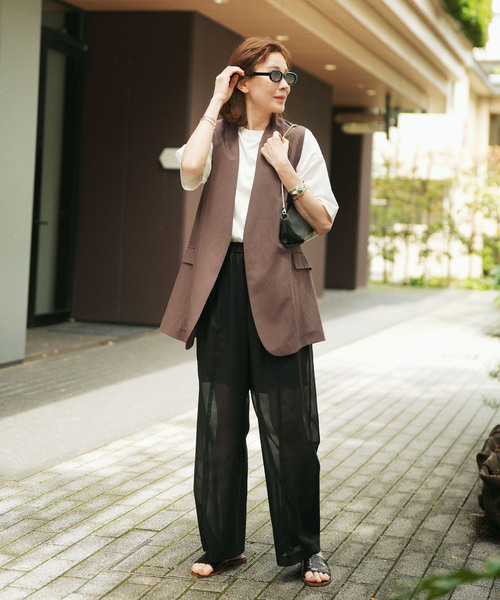 VERMEIL par iena（ヴェルメイユパーイエナ）の「《手洗い可》シアーイージーパンツ（その他パンツ・レディース・ブラック・36/40/38）」の2枚目の写真