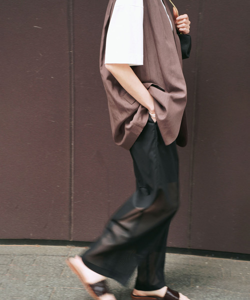 VERMEIL par iena（ヴェルメイユパーイエナ）の「《手洗い可》シアーイージーパンツ（その他パンツ・レディース・ブラック・36/40/38）」の4枚目の写真