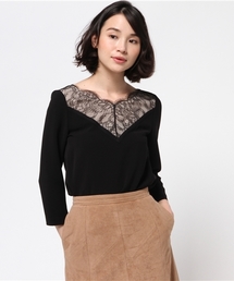 ◇Vネック レース付きブラウス
