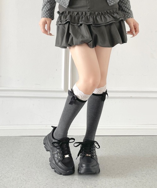 Shoes in Closet（シューズインクローゼット）の「【新登場】☆かわいく盛れる +6.5㎝ 軽量 厚底 ボリュームソール ビジューつき スニーカー 2926（スニーカー・レディース・ホワイト/ブラック/アイボリー・L/S/M/3L/LL）」の18枚目の写真