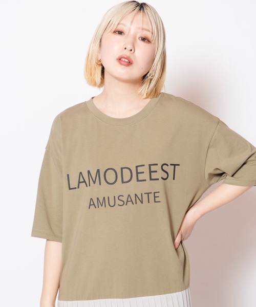 OSMOSIS（オズモーシス）の「ロゴプリントプリーツ切替ワンピース（ワンピース・レディース・カーキ/ブラック/アイボリー・ONE SIZE）」の19枚目の写真