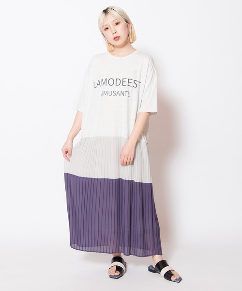 OSMOSIS（オズモーシス）の「ロゴプリントプリーツ切替ワンピース（ワンピース・レディース・カーキ/ブラック/アイボリー・ONE SIZE）」の16枚目の写真