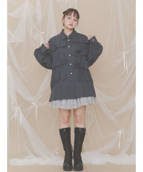merry jenny(メリージェニー)の「bon bon ribbon shirt(シャツ/ブラウス・レディース・その他1/グリーン/オフホワイト/ブラック・FREE)」の9枚目の写真