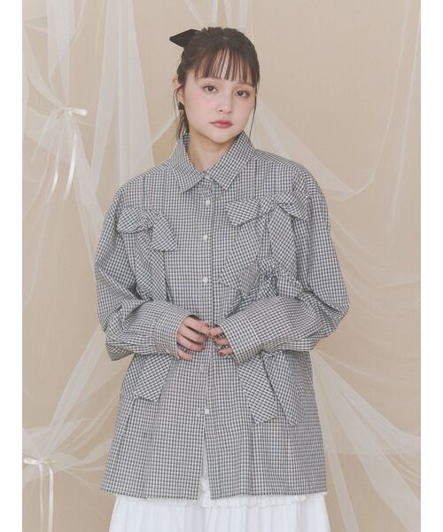 merry jenny(メリージェニー)の「bon bon ribbon shirt(シャツ/ブラウス・レディース・その他1/グリーン/オフホワイト/ブラック・FREE)」の11枚目の写真