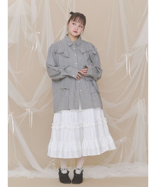merry jenny(メリージェニー)の「bon bon ribbon shirt(シャツ/ブラウス・レディース・その他1/グリーン/オフホワイト/ブラック・FREE)」の13枚目の写真