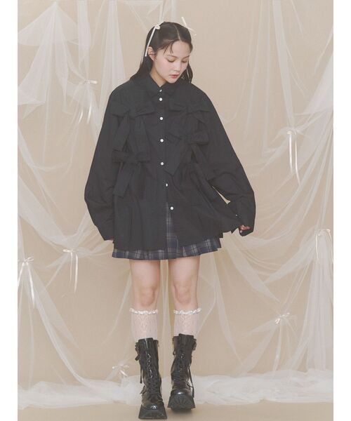 merry jenny(メリージェニー)の「bon bon ribbon shirt(シャツ/ブラウス・レディース・その他1/グリーン/オフホワイト/ブラック・FREE)」の18枚目の写真