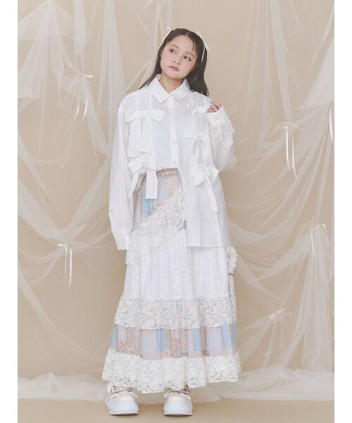 merry jenny(メリージェニー)の「bon bon ribbon shirt(シャツ/ブラウス・レディース・その他1/グリーン/オフホワイト/ブラック・FREE)」の22枚目の写真