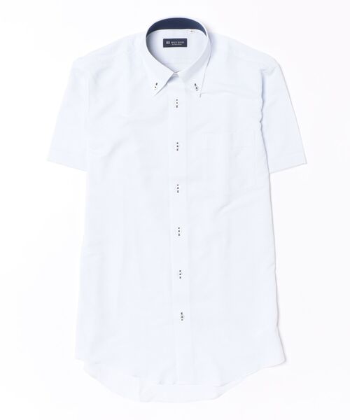 TOKYO SHIRTS(トウキョウシャツ)の「【吸水速乾】【COFREX】形態安定ノンアイロン ボタンダウン 半袖ビジネスワイシャツ(ビジネスシャツ・メンズ・ブルー・首回り42cm/首回り43cm/首回り37cm/首回り39cm/首回り41cm)」の6枚目の写真