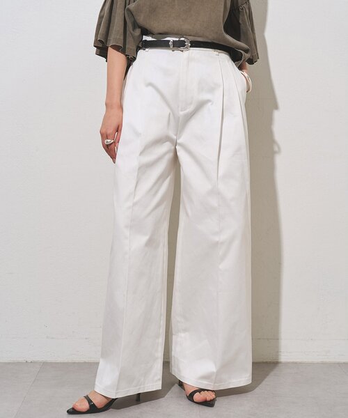 Whim Gazette(ウィムガゼット)の「【WEB限定カラーあり】TWILLタックパンツ(その他パンツ・レディース・ブラック/オフホワイト/ベージュ・38/36)」の1枚目の写真