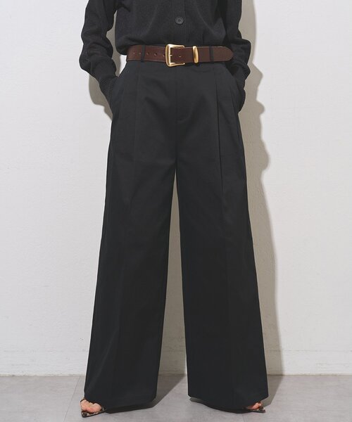 Whim Gazette(ウィムガゼット)の「【WEB限定カラーあり】TWILLタックパンツ(その他パンツ・レディース・ブラック/オフホワイト/ベージュ・38/36)」の2枚目の写真