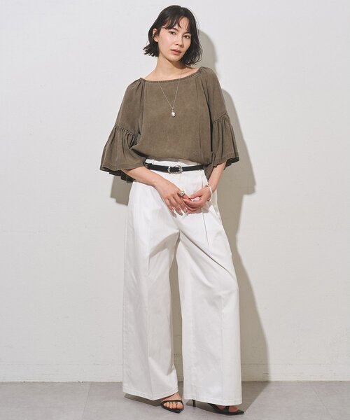 Whim Gazette(ウィムガゼット)の「【WEB限定カラーあり】TWILLタックパンツ(その他パンツ・レディース・ブラック/オフホワイト/ベージュ・38/36)」の9枚目の写真
