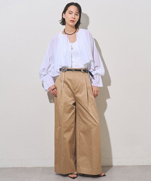 Whim Gazette(ウィムガゼット)の「【WEB限定カラーあり】TWILLタックパンツ(その他パンツ・レディース・ブラック/オフホワイト/ベージュ・38/36)」の19枚目の写真