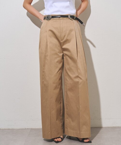 Whim Gazette(ウィムガゼット)の「【WEB限定カラーあり】TWILLタックパンツ(その他パンツ・レディース・ブラック/オフホワイト/ベージュ・38/36)」の3枚目の写真