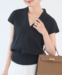 【新色追加】さらっと上品見え。接触冷感Vネックサマーニット / フレンチスリーブ