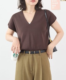 【新色追加】さらっと上品見え。接触冷感Vネックサマーニット / フレンチスリーブ