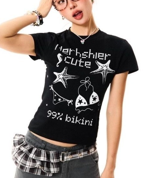 Achic(アシック)の「アメカジ星柄半袖(Tシャツ/カットソー・レディース・ブラック/ホワイト・M)」の9枚目の写真