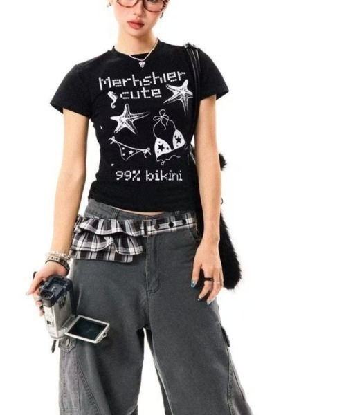 Achic(アシック)の「アメカジ星柄半袖(Tシャツ/カットソー・レディース・ブラック/ホワイト・M)」の20枚目の写真