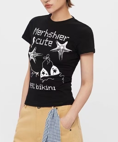 Achic(アシック)の「アメカジ星柄半袖(Tシャツ/カットソー・レディース・ブラック/ホワイト・M)」の22枚目の写真