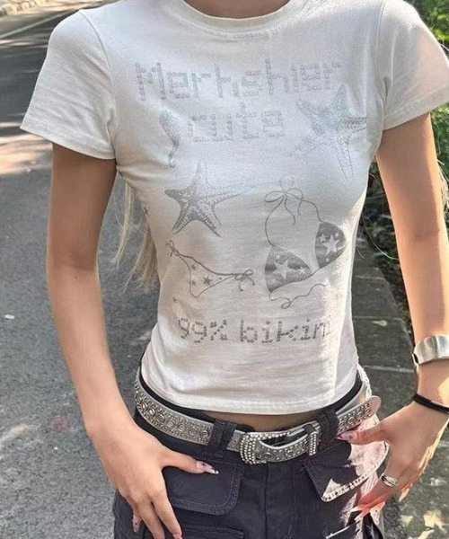 Achic(アシック)の「アメカジ星柄半袖(Tシャツ/カットソー・レディース・ブラック/ホワイト・M)」の15枚目の写真