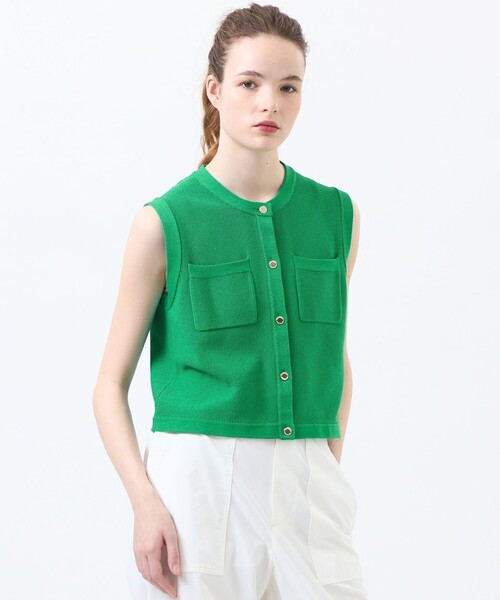 MACKINTOSH PHILOSOPHY(マッキントッシュ フィロソフィー)の「【ROYTON(ロイトン)】カノコニットジレ(ベスト・レディース・ダークネイビー/ブラック/グリーン・38)」の3枚目の写真