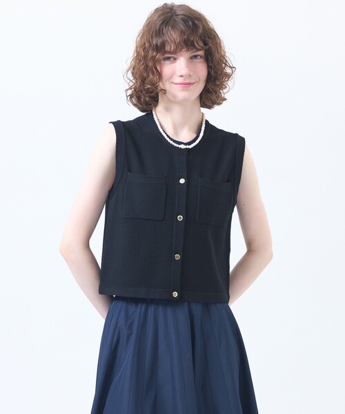 MACKINTOSH PHILOSOPHY(マッキントッシュ フィロソフィー)の「【ROYTON(ロイトン)】カノコニットジレ(ベスト・レディース・ダークネイビー・38)」の1枚目の写真
