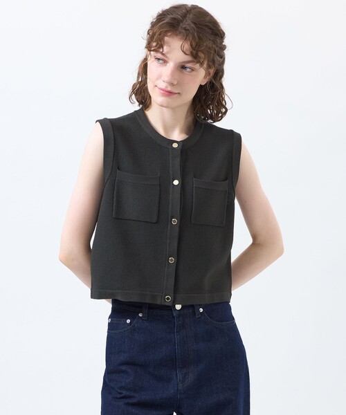MACKINTOSH PHILOSOPHY(マッキントッシュ フィロソフィー)の「【ROYTON(ロイトン)】カノコニットジレ(ベスト・レディース・ダークネイビー/ブラック/グリーン・38)」の2枚目の写真