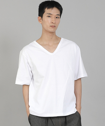 SAINTCREW（セントクルー）の「無地Vネック16sコットン半袖TシャツVCS-891ホワイト（Tシャツ/カットソー）」
