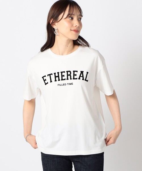 Grand PARK(グランドパーク)の「接触冷感 フロッキーロゴ Tシャツ(Tシャツ/カットソー・レディース・チャコールグレー/ブラック/オレンジ/ホワイト・FREE)」の2枚目の写真