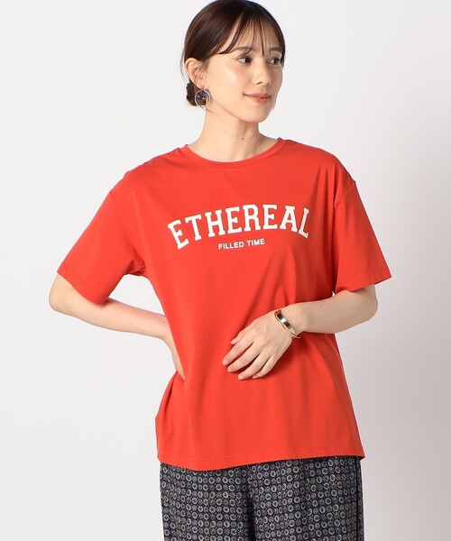 Grand PARK(グランドパーク)の「接触冷感 フロッキーロゴ Tシャツ(Tシャツ/カットソー・レディース・チャコールグレー/ブラック/オレンジ/ホワイト・FREE)」の4枚目の写真