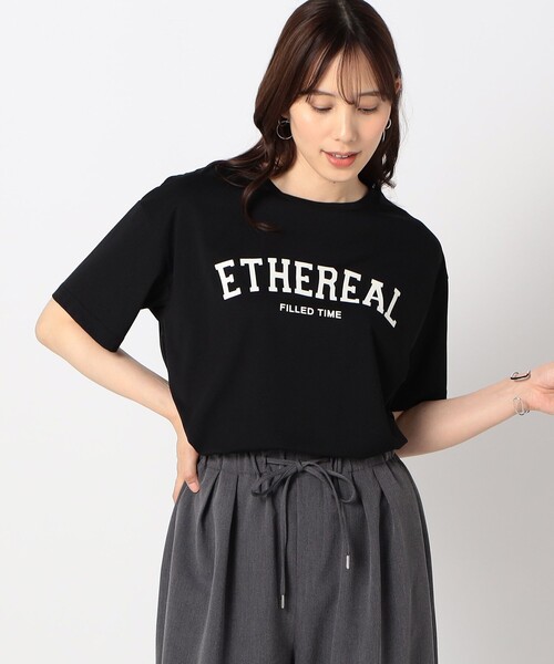 Grand PARK(グランドパーク)の「接触冷感 フロッキーロゴ Tシャツ(Tシャツ/カットソー・レディース・チャコールグレー/ブラック/オレンジ/ホワイト・FREE)」の1枚目の写真