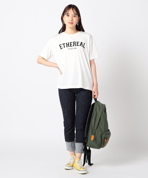Grand PARK(グランドパーク)の「接触冷感 フロッキーロゴ Tシャツ(Tシャツ/カットソー・レディース・チャコールグレー/ブラック/オレンジ/ホワイト・FREE)」の5枚目の写真