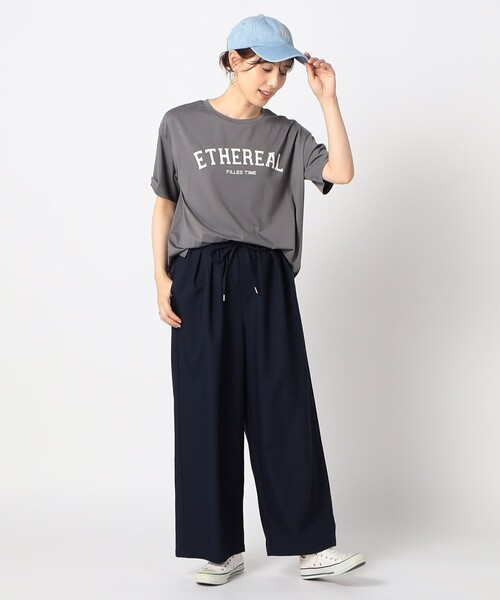 Grand PARK(グランドパーク)の「接触冷感 フロッキーロゴ Tシャツ(Tシャツ/カットソー・レディース・チャコールグレー/ブラック/オレンジ/ホワイト・FREE)」の7枚目の写真
