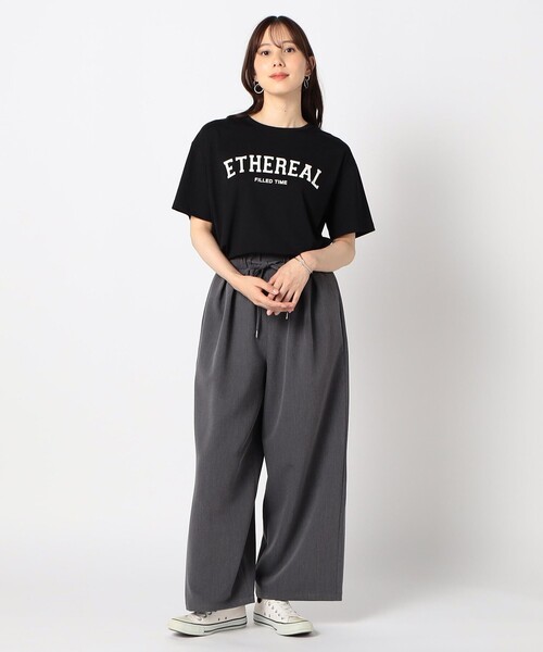 Grand PARK(グランドパーク)の「接触冷感 フロッキーロゴ Tシャツ(Tシャツ/カットソー・レディース・チャコールグレー/ブラック/オレンジ/ホワイト・FREE)」の9枚目の写真