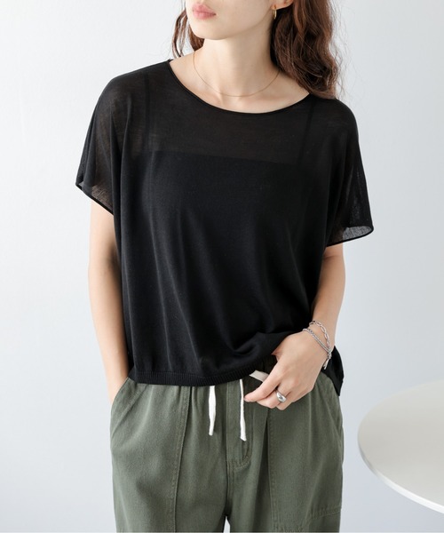 SUGAR BISKET（シュガービスケット）の「ドロップショルダーTシャツ（ニット/セーター・レディース・アイボリー/ピンク/ベージュ/ブラック/グレー・フリー）」の3枚目の写真