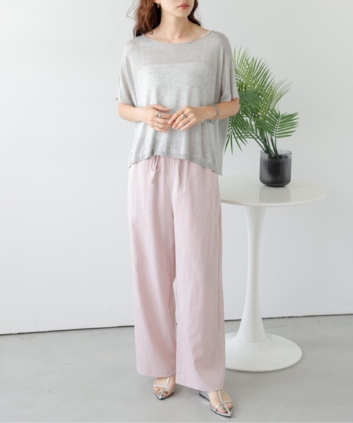 SUGAR BISKET（シュガービスケット）の「ドロップショルダーTシャツ（ニット/セーター・レディース・アイボリー/ピンク/ベージュ/ブラック/グレー・フリー）」の10枚目の写真